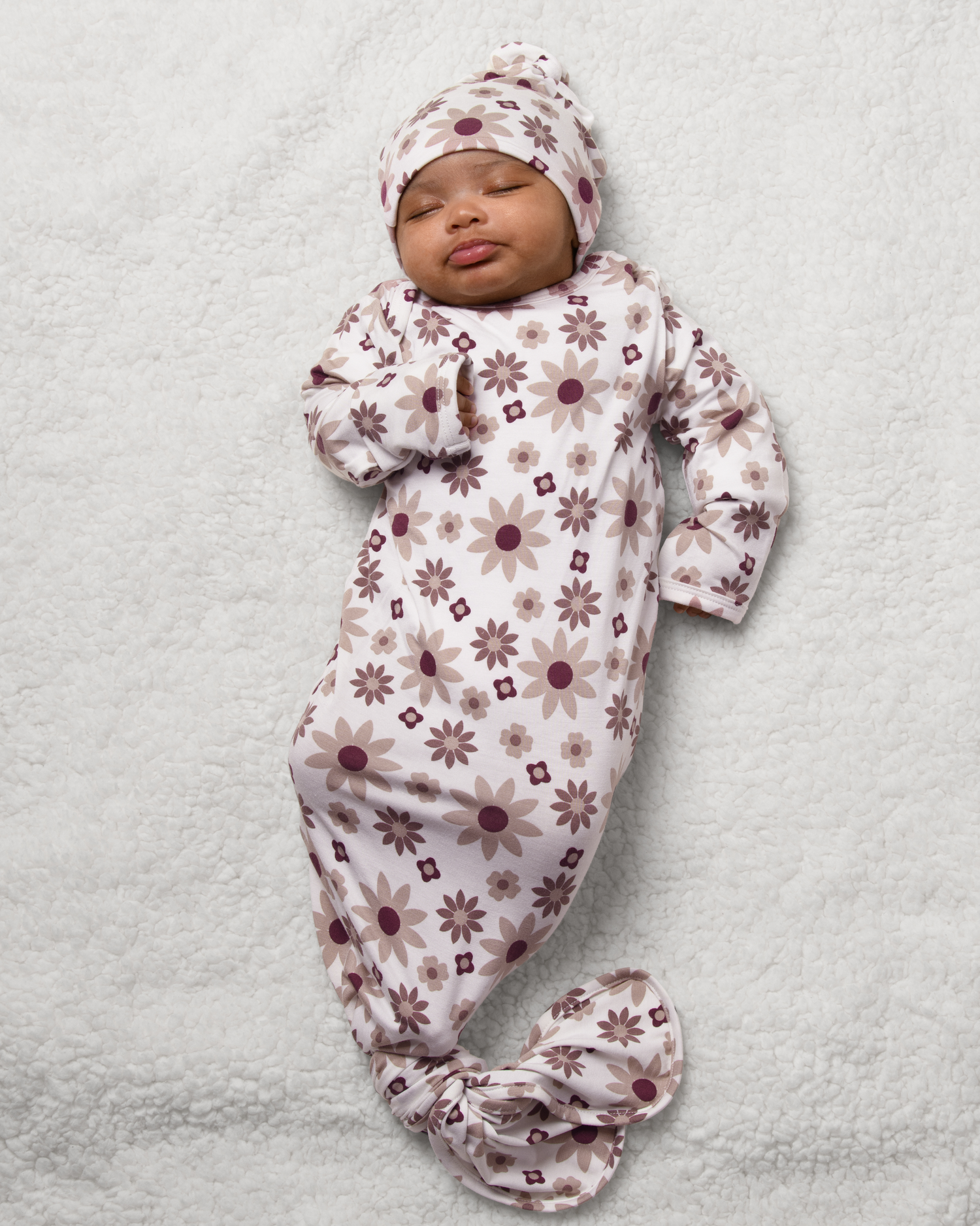 Bamboo Knotted Baby Gown & Hat | Twilight Floral