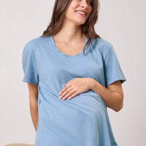 Relaxed Cotton Maternity & Nursing T-shirt | Vintage Blue