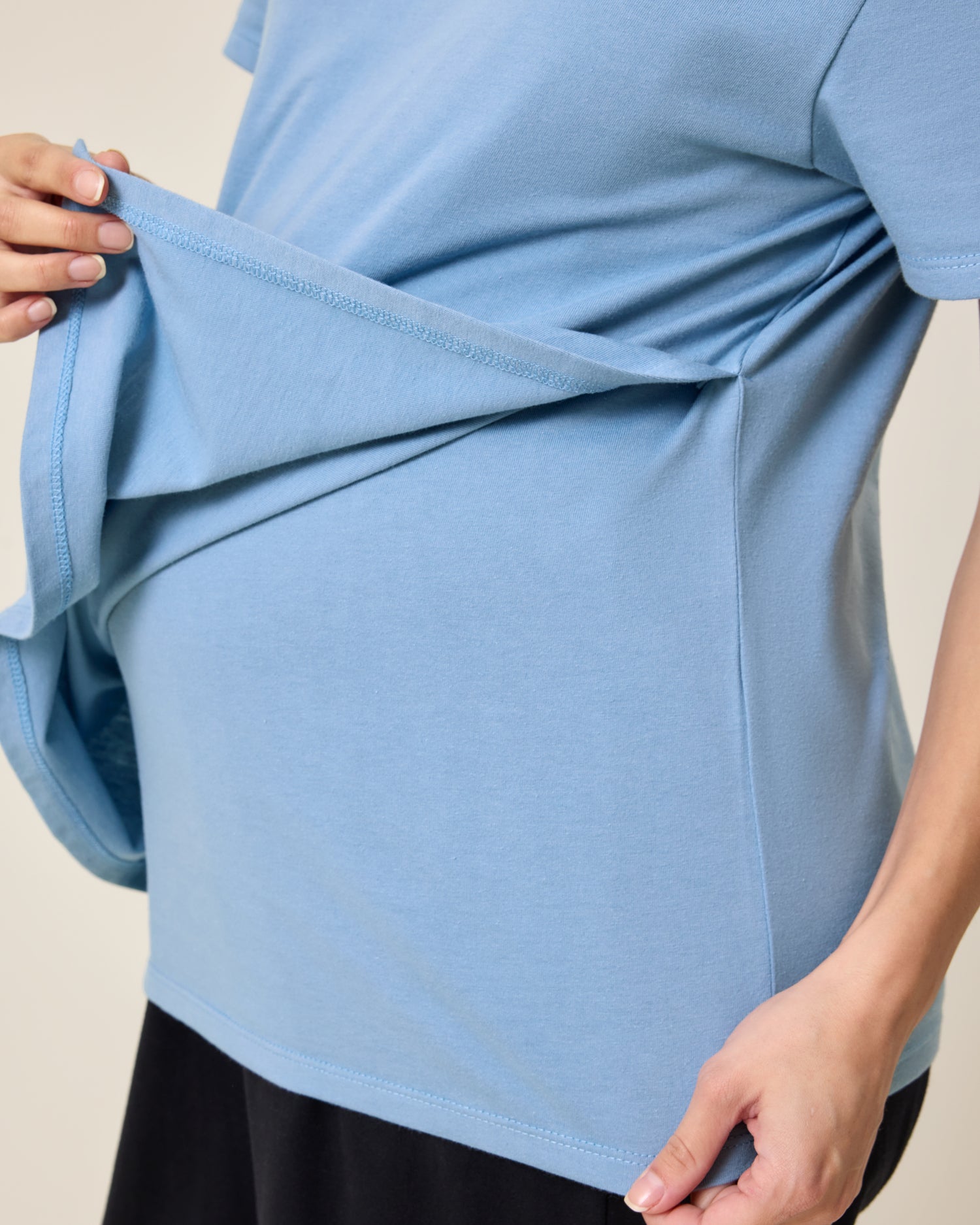 Relaxed Cotton Maternity & Nursing T-shirt | Vintage Blue - Image 2