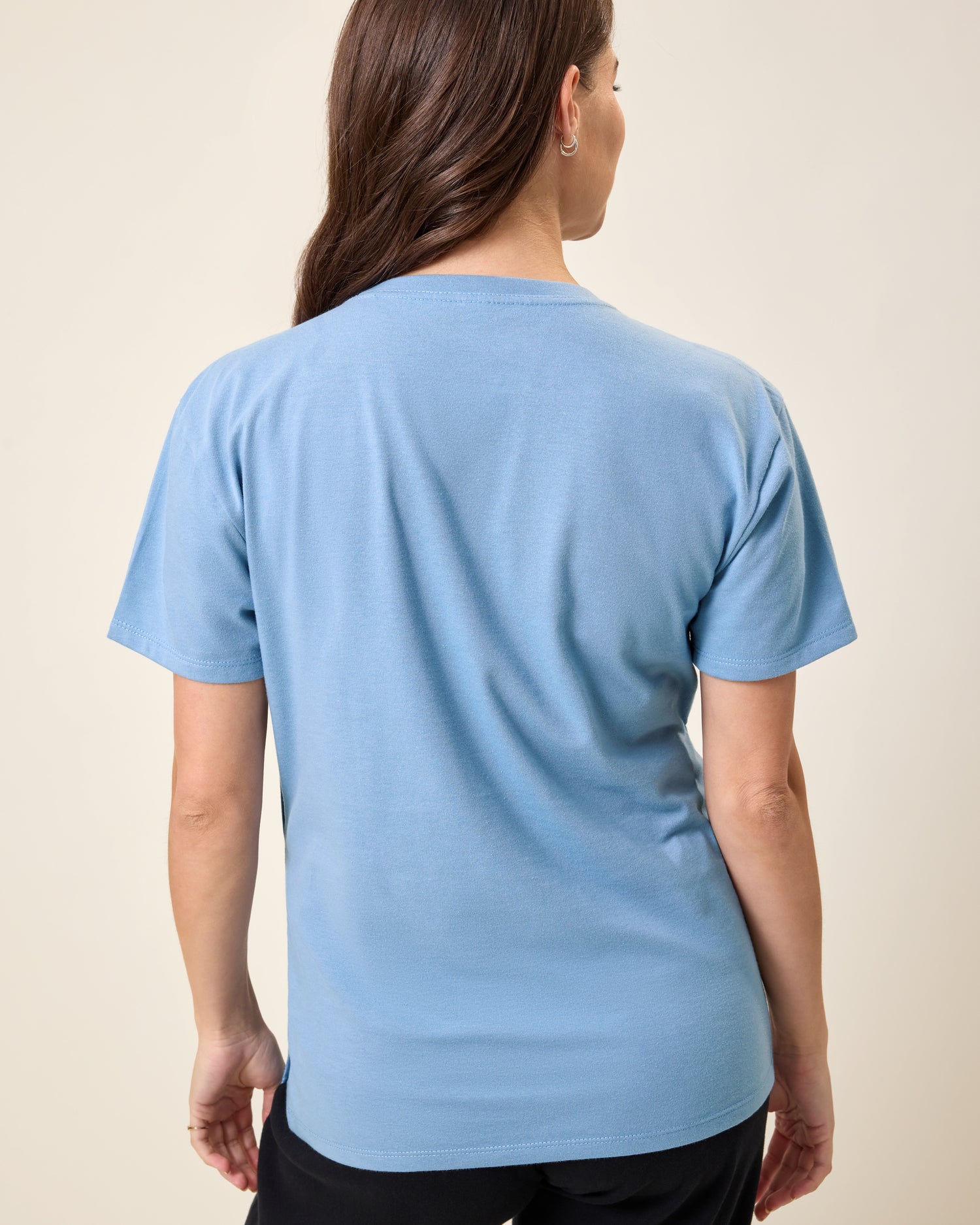 Relaxed Cotton Maternity & Nursing T-shirt | Vintage Blue - Image 4