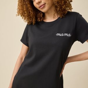 Classic Cotton Nursing T-shirt | Black - Embroidered