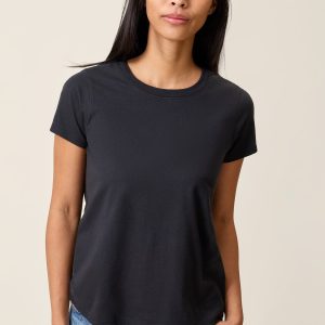 Cotton Crew Neck Nursing T-shirt | Black