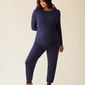 CozyKnit Nursing Pajama & Lounge Set | Navy