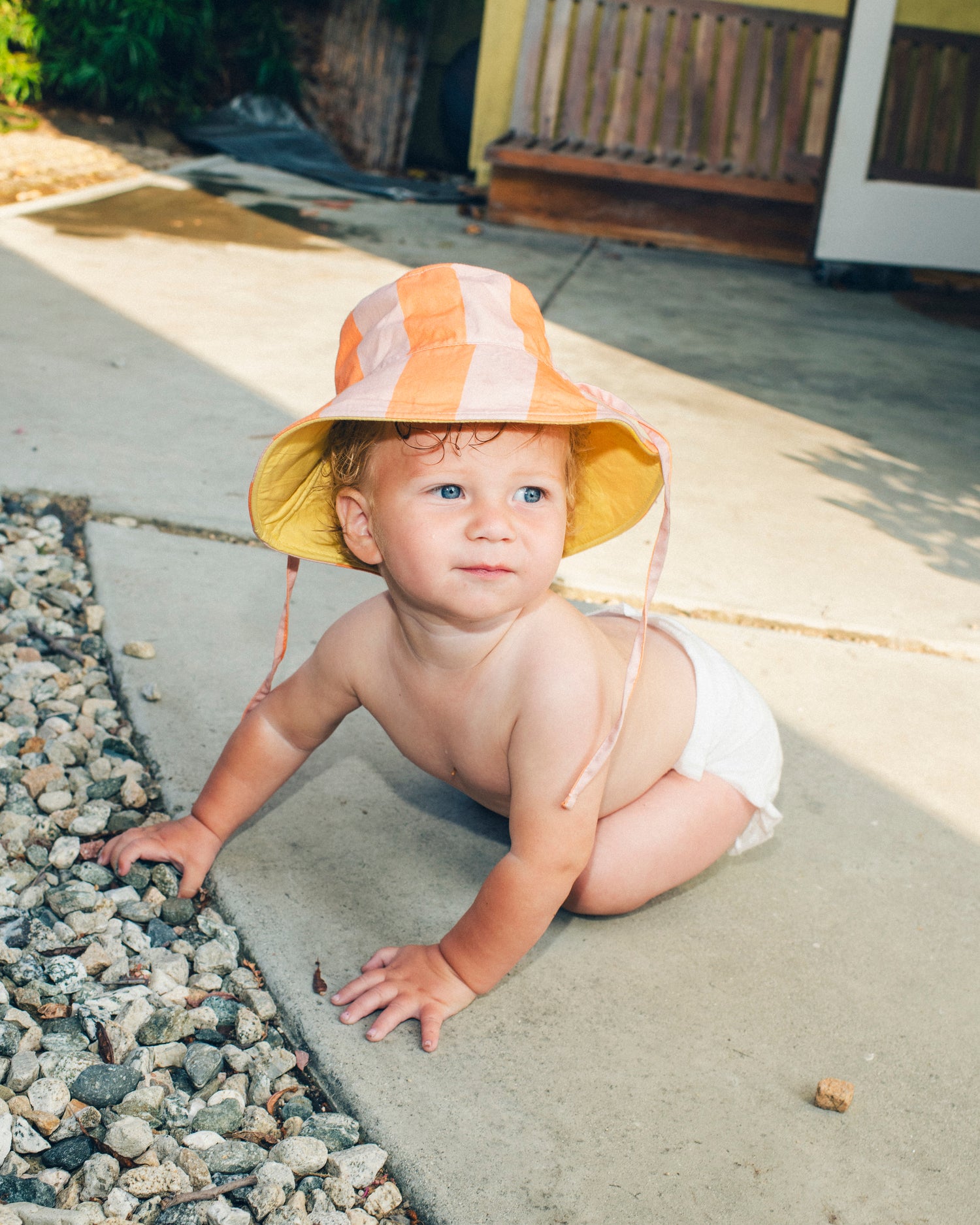 Big Reversible Sun Hat | Pink Wide Stripe - Image 5