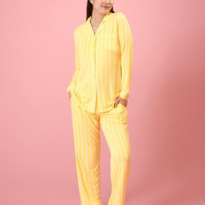 Bamboo Long Sleeve Pajama Set | Dandelion Stripe