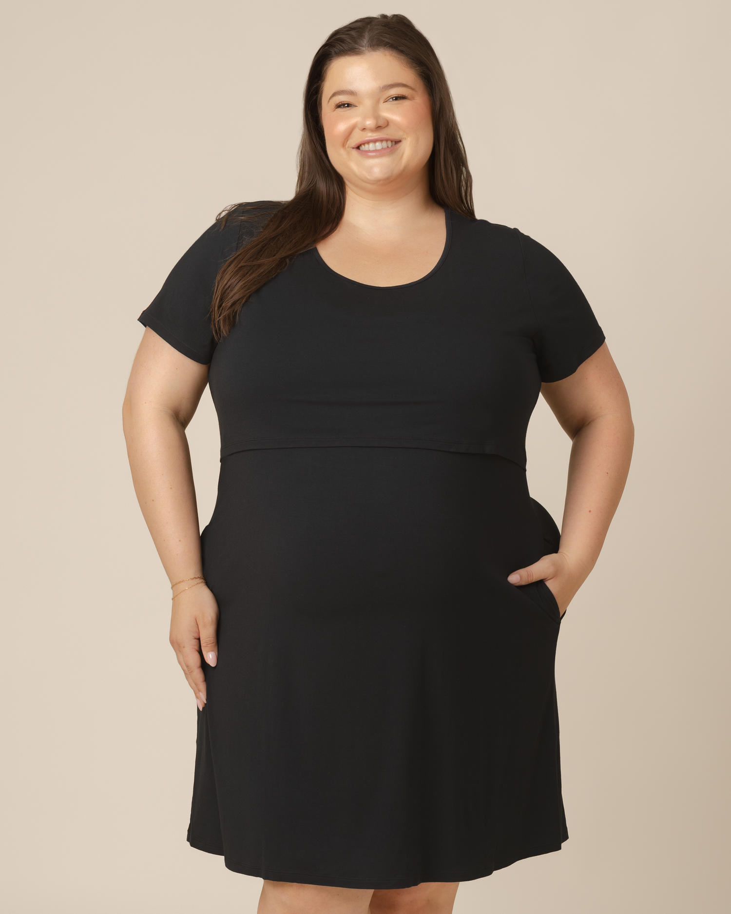 Eleanora Bamboo Maternity & Nursing Dress | Black - Image 5