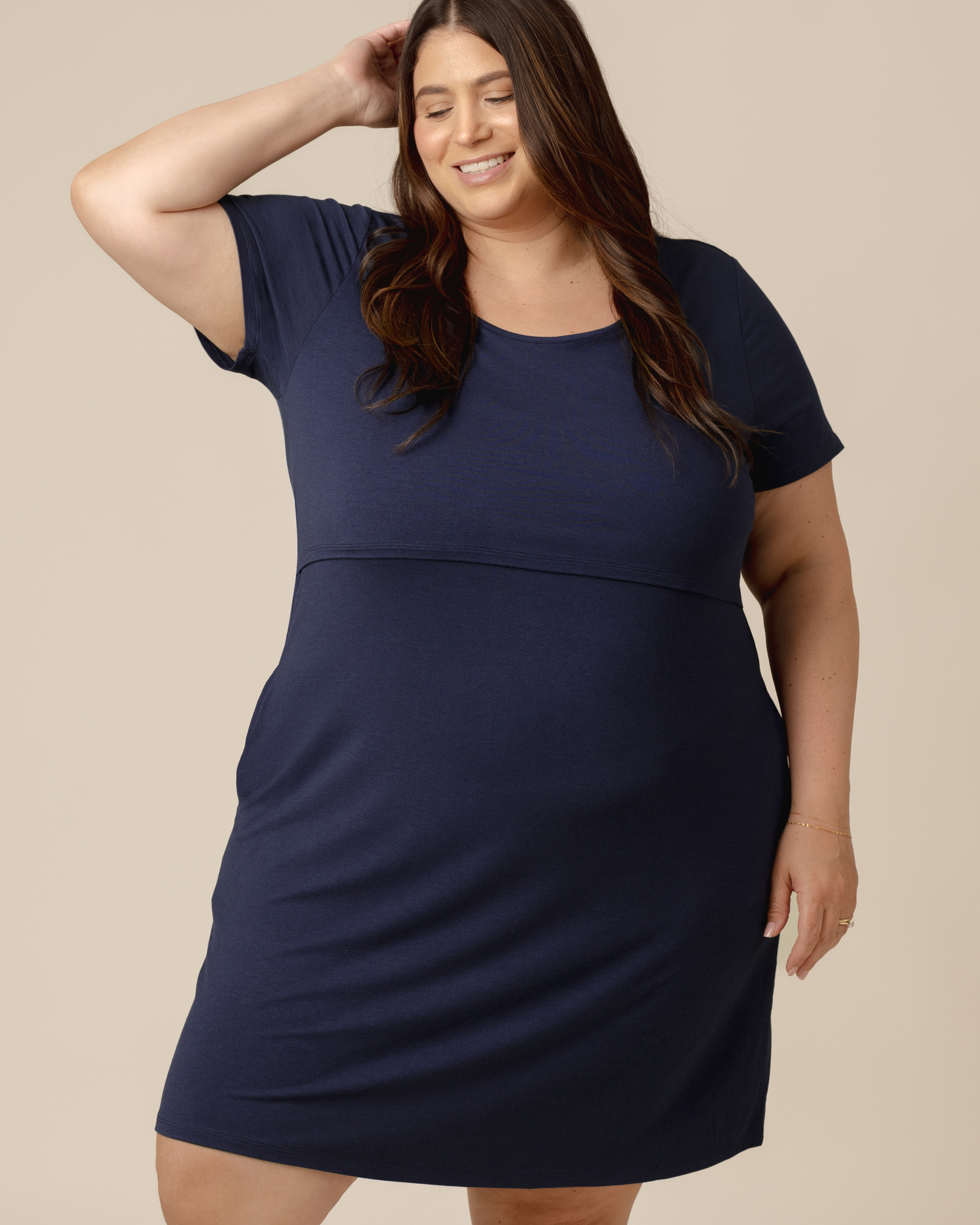 Eleanora Bamboo Maternity & Nursing Dress | Navy Heather - Image 6