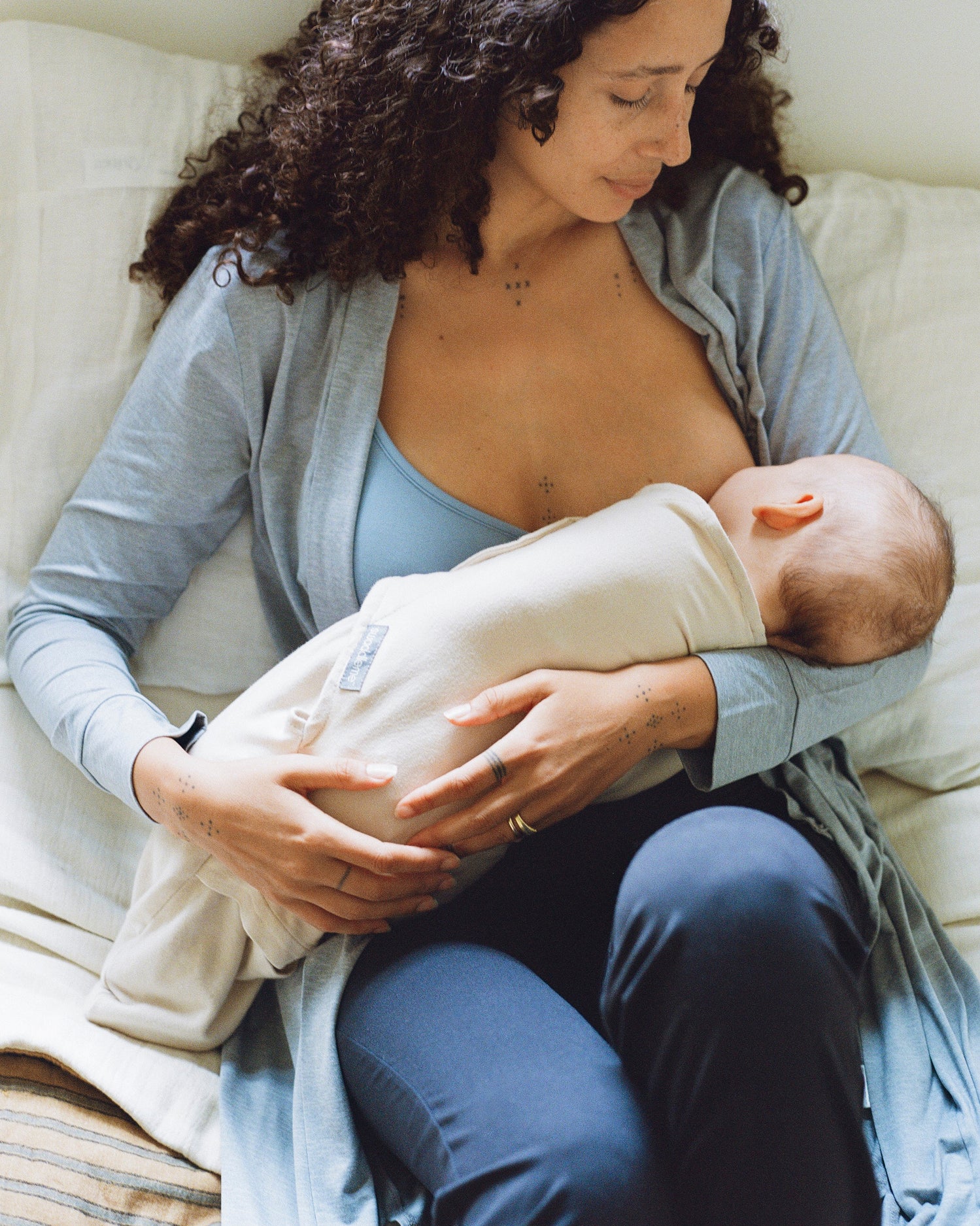 French Terry Maternity & Nursing Bralette | Vintage Blue - Image 5
