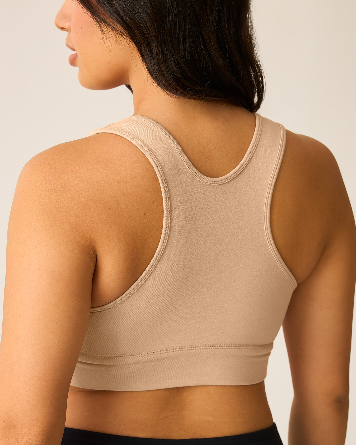 French Terry Racerback Nursing & Sleep Bra | Beige - Image 4