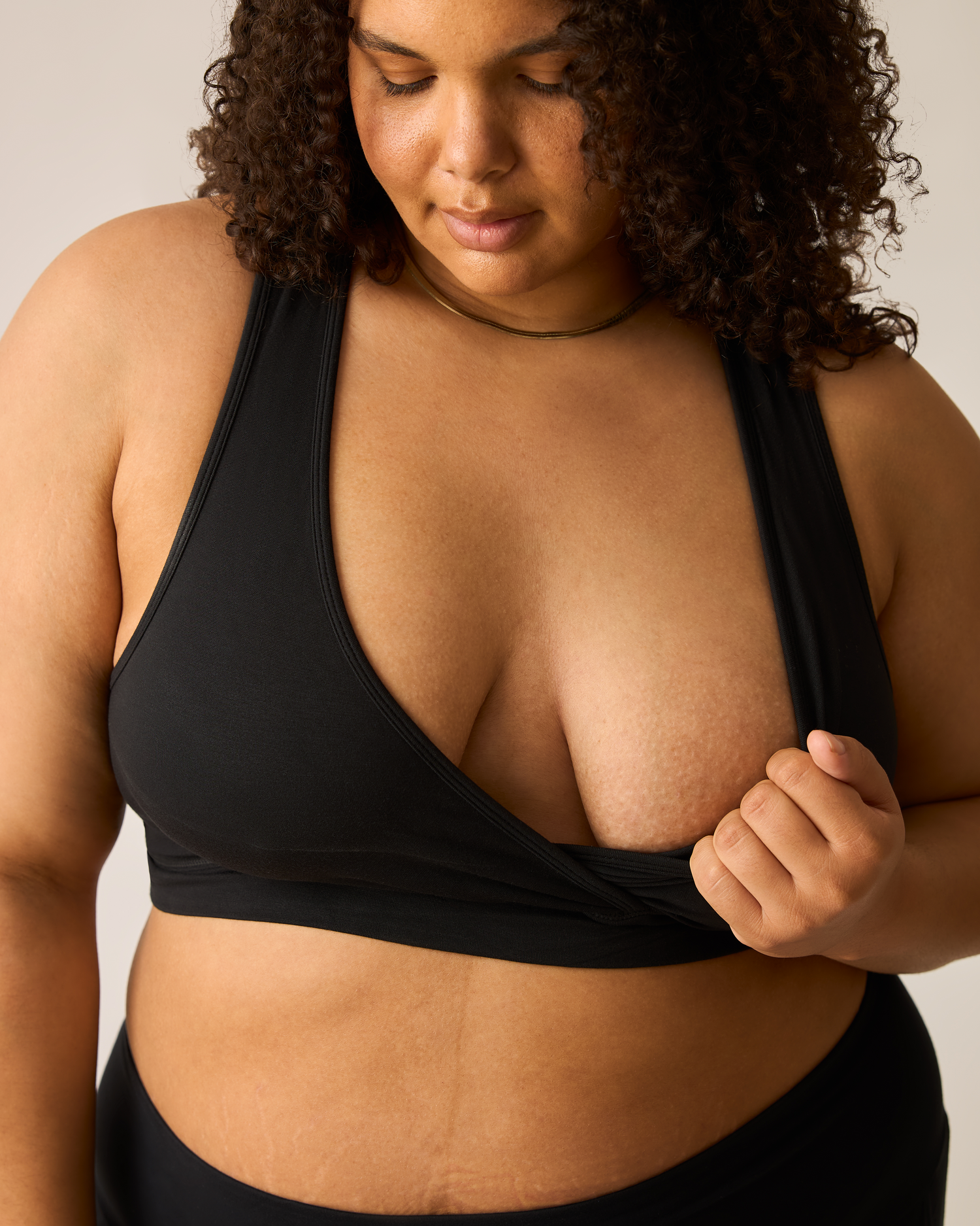French Terry Racerback Nursing & Sleep Bra | Black - Image 2