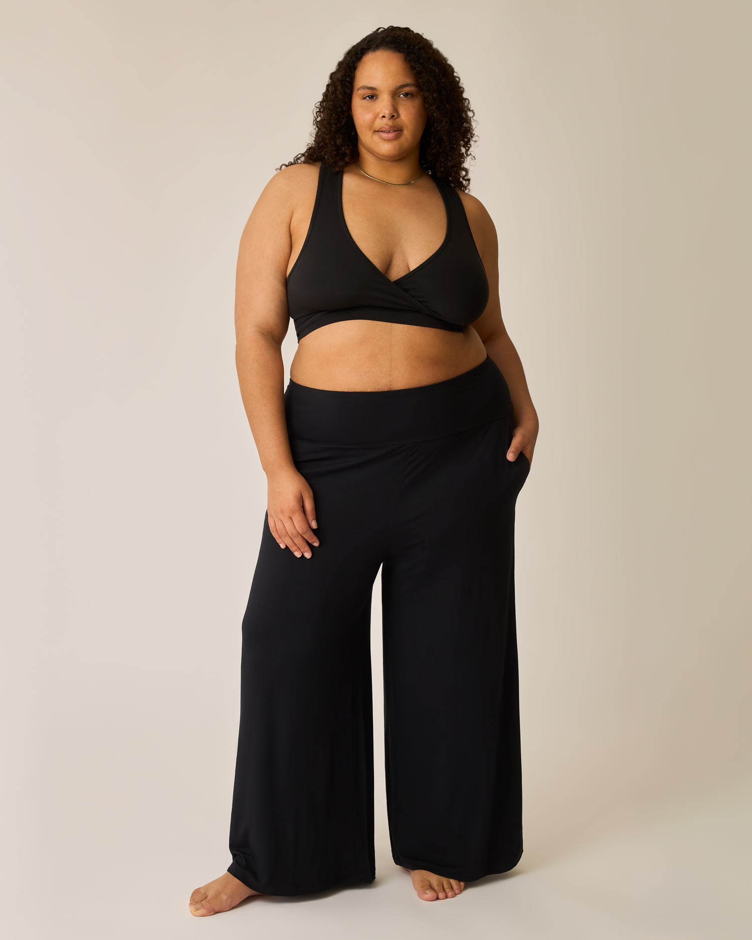 Bamboo Wide Leg Maternity & Postpartum Lounge Pant | Black - Image 2