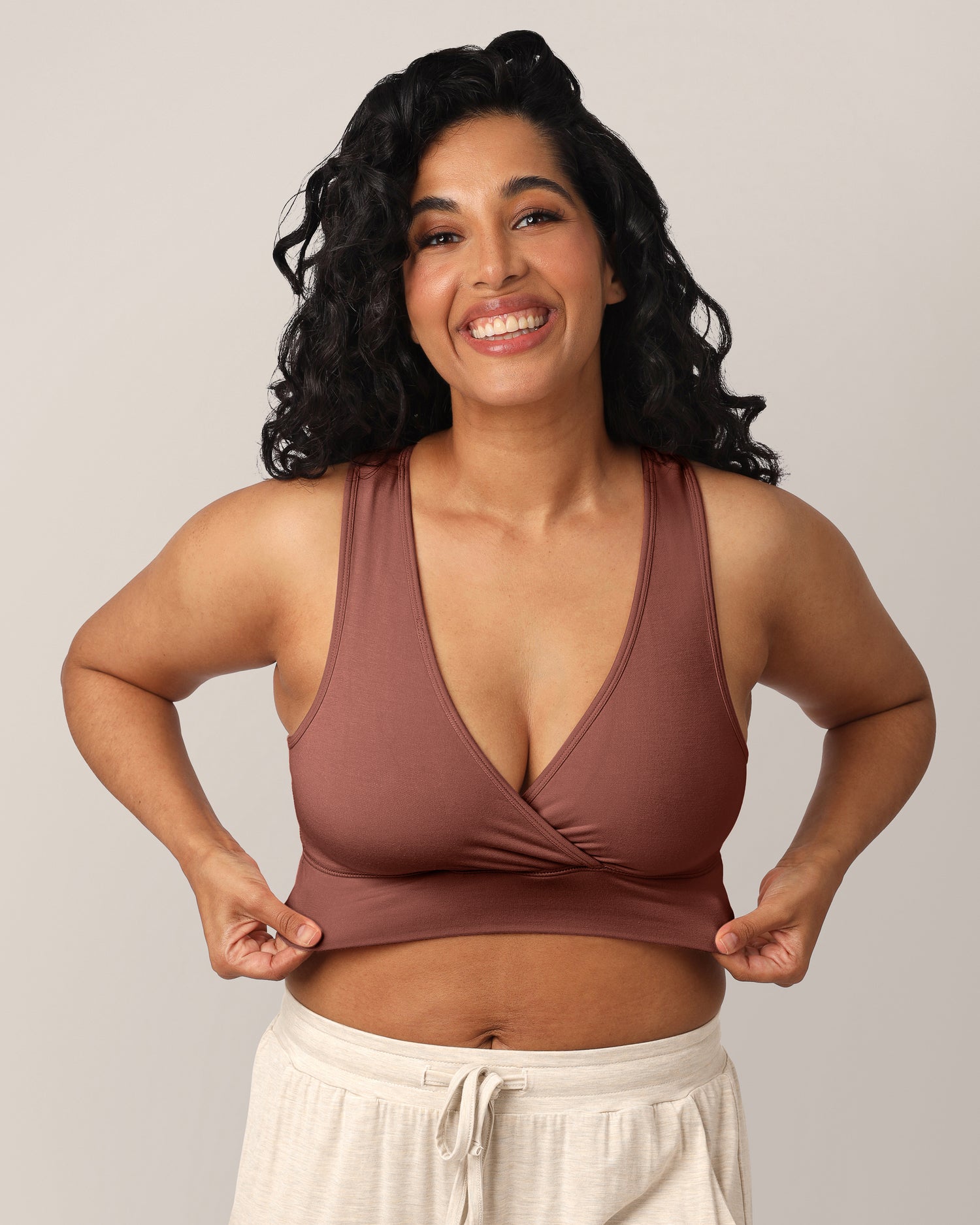 French Terry Racerback Nursing & Sleep Bra | Redwood - Image 3