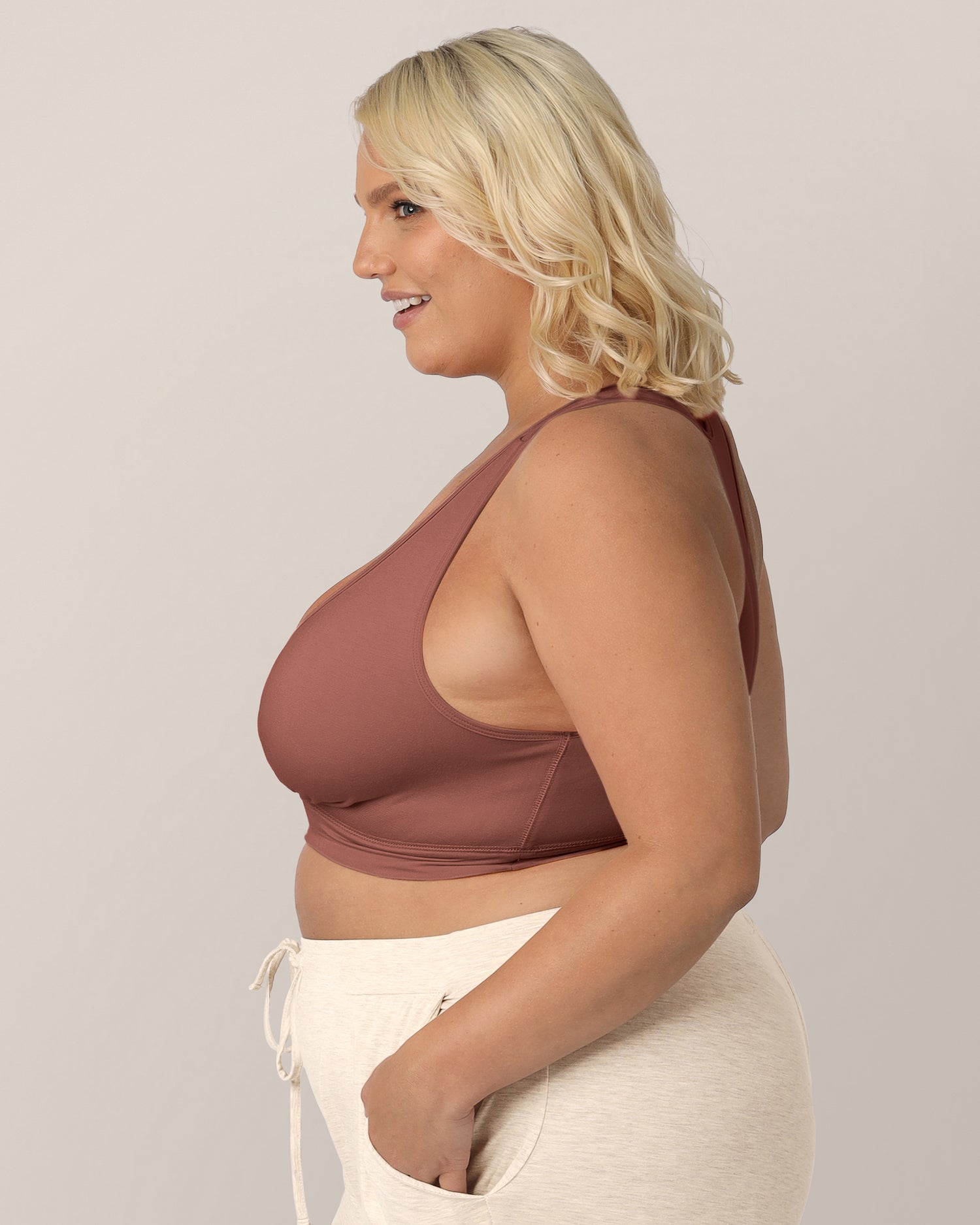French Terry Racerback Nursing & Sleep Bra | Redwood - Image 2