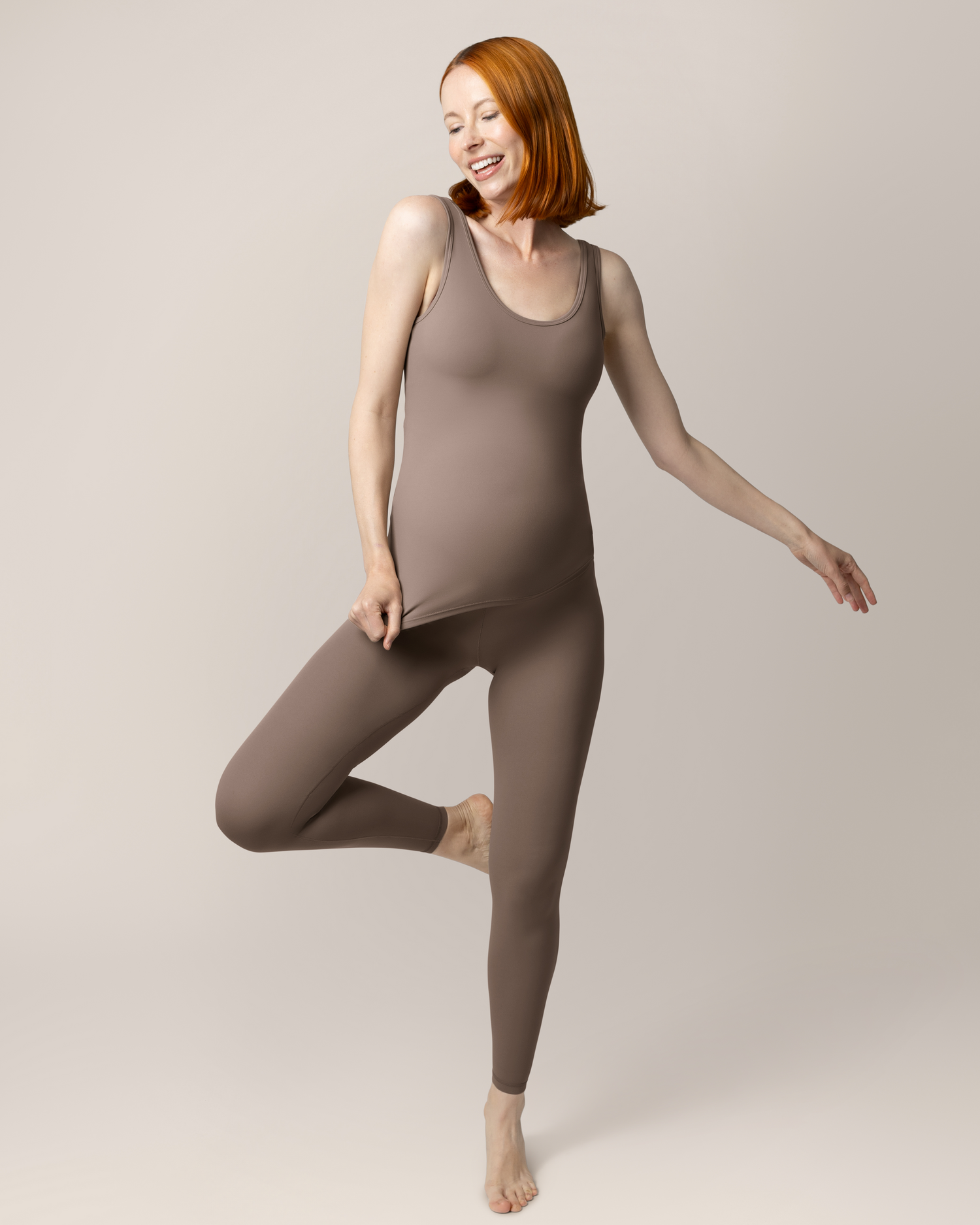 Grow with Me™ Maternity & Postpartum Legging | Taupe - Image 6