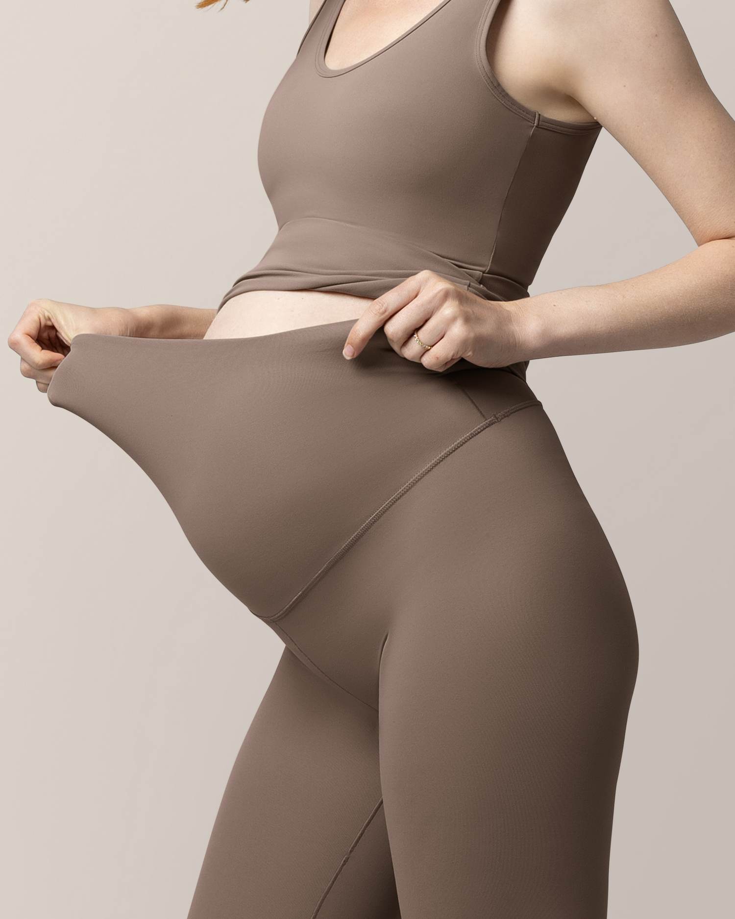 Grow with Me™ Maternity & Postpartum Legging | Taupe - Image 5
