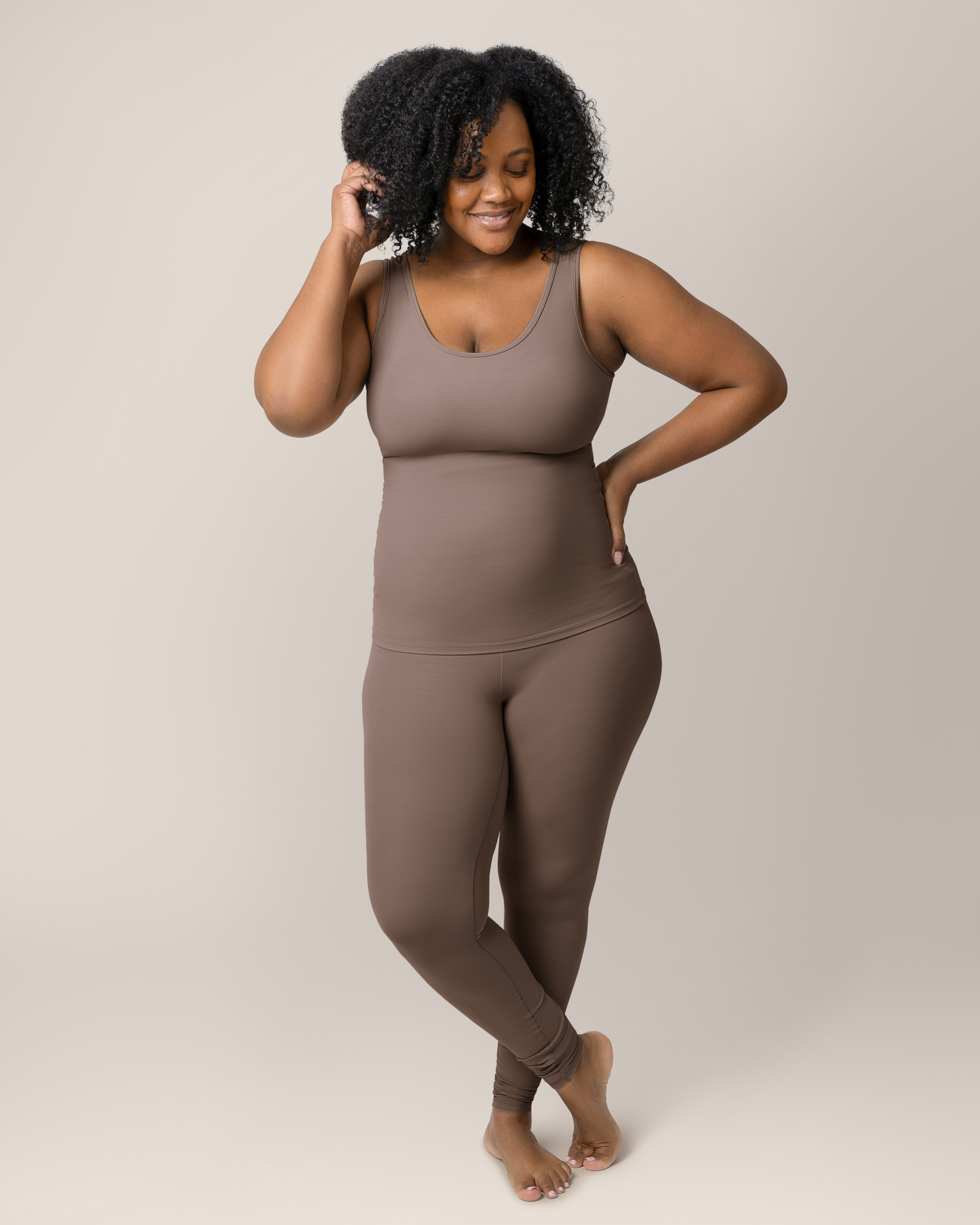Grow with Me™ Maternity & Postpartum Legging | Taupe - Image 2