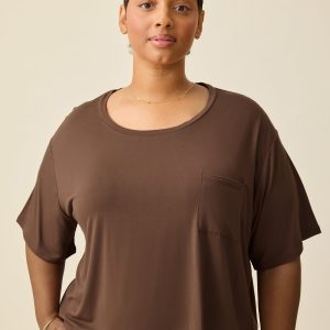 Aria Bamboo Casual Cropped Short Sleeve Top | Chocolate