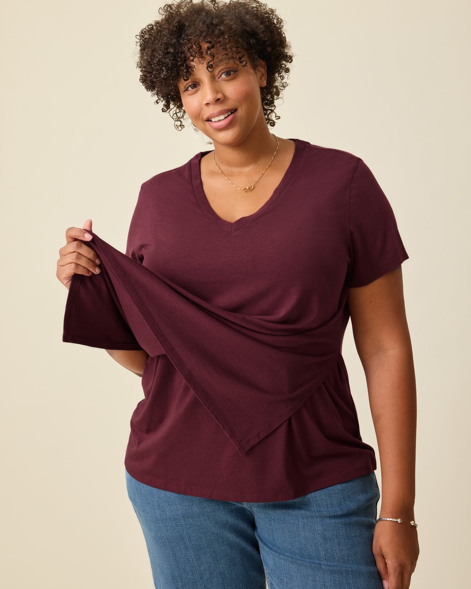 Modal V-neck Nursing T-shirt | Grey Heather - Image 9