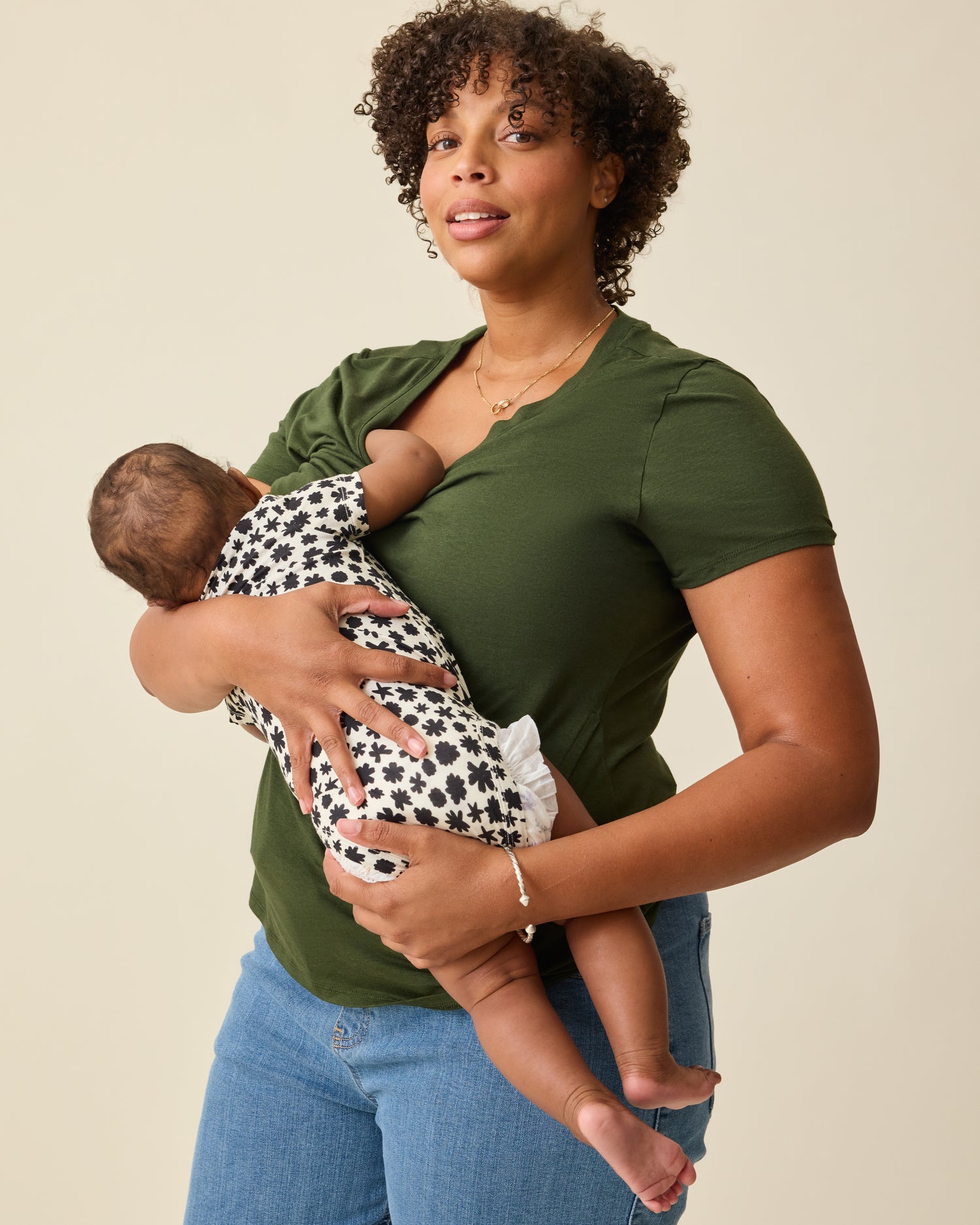 Modal V-neck Nursing T-shirt | Grey Heather - Image 13