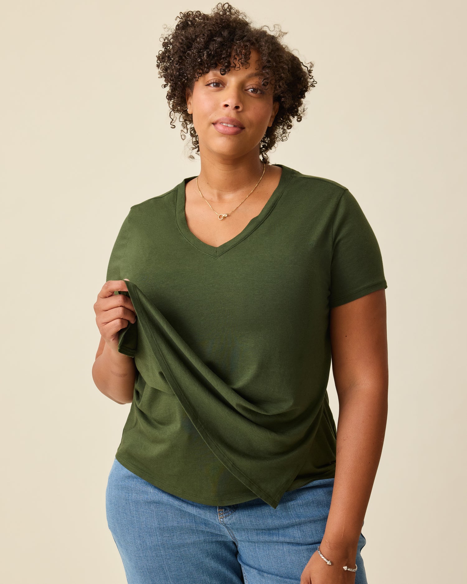 Modal V-neck Nursing T-shirt | Grey Heather - Image 14