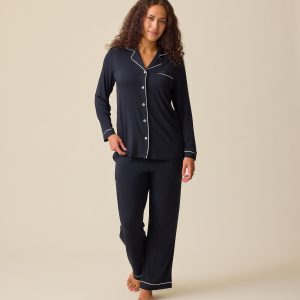 Clea Bamboo Long Sleeve Pajama Set | Black