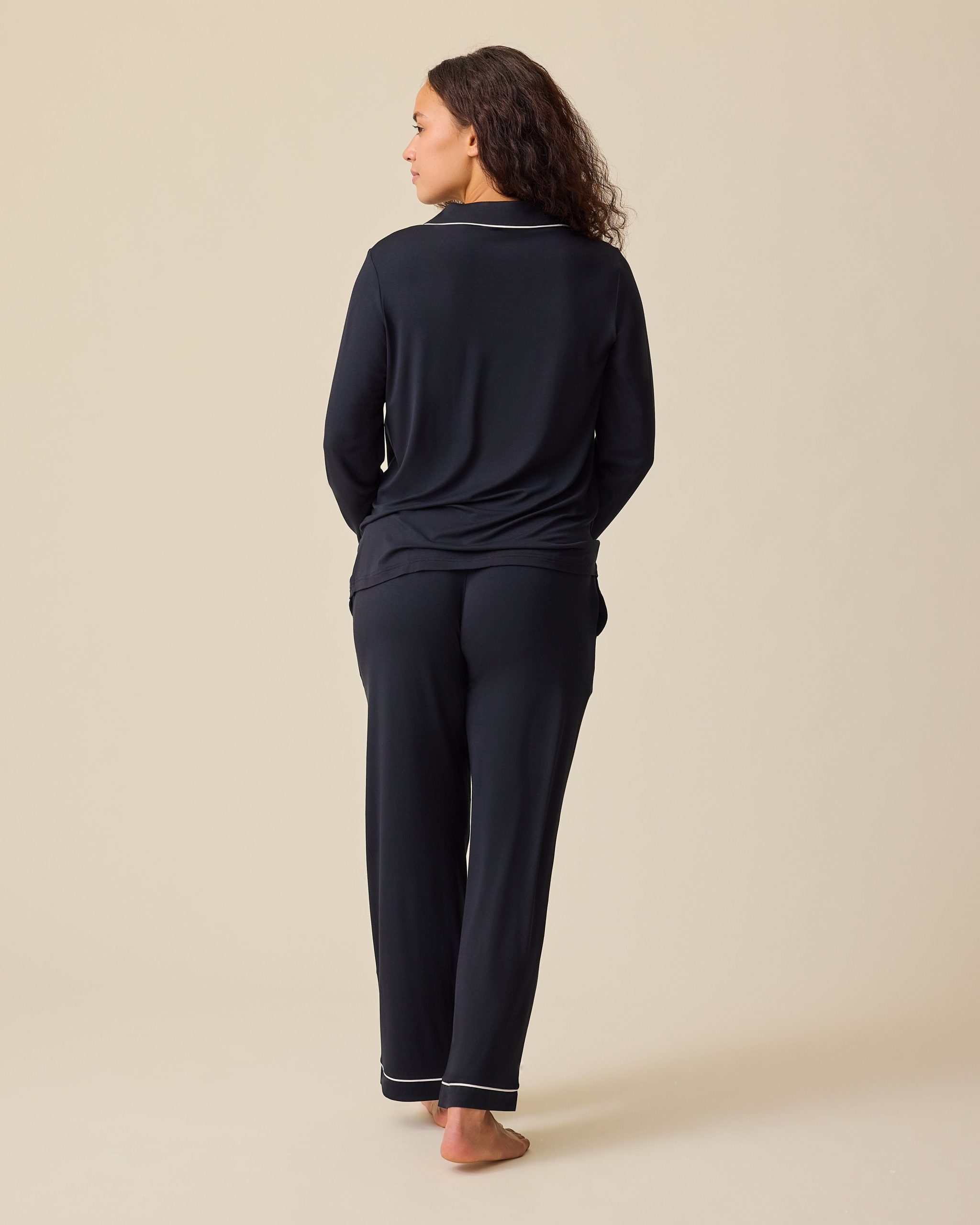 Clea Bamboo Long Sleeve Pajama Set | Black - Image 5