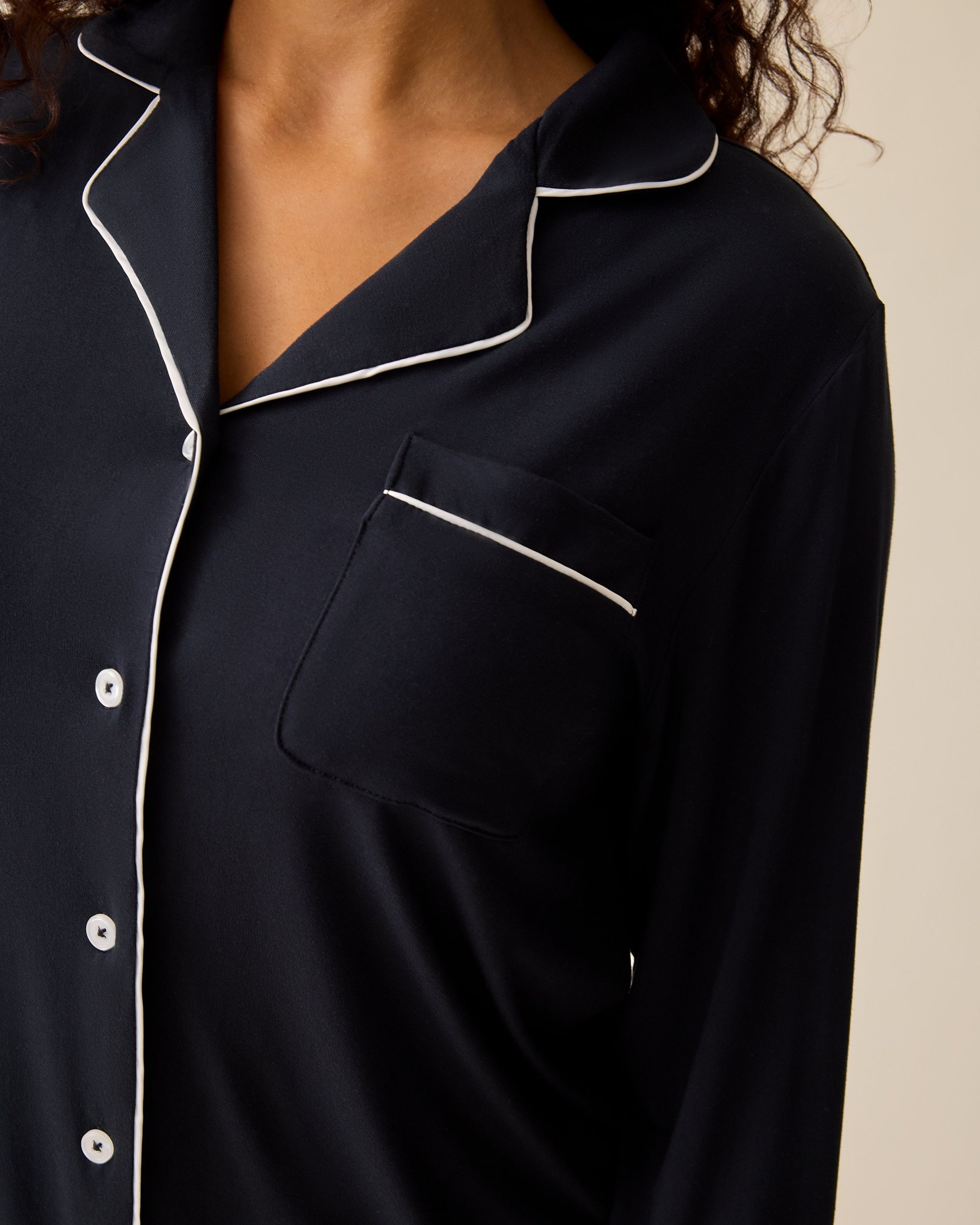Clea Bamboo Long Sleeve Pajama Set | Black - Image 3