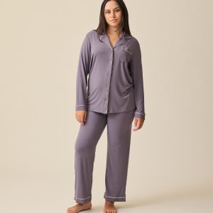 Clea Bamboo Long Sleeve Pajama Set | Granite