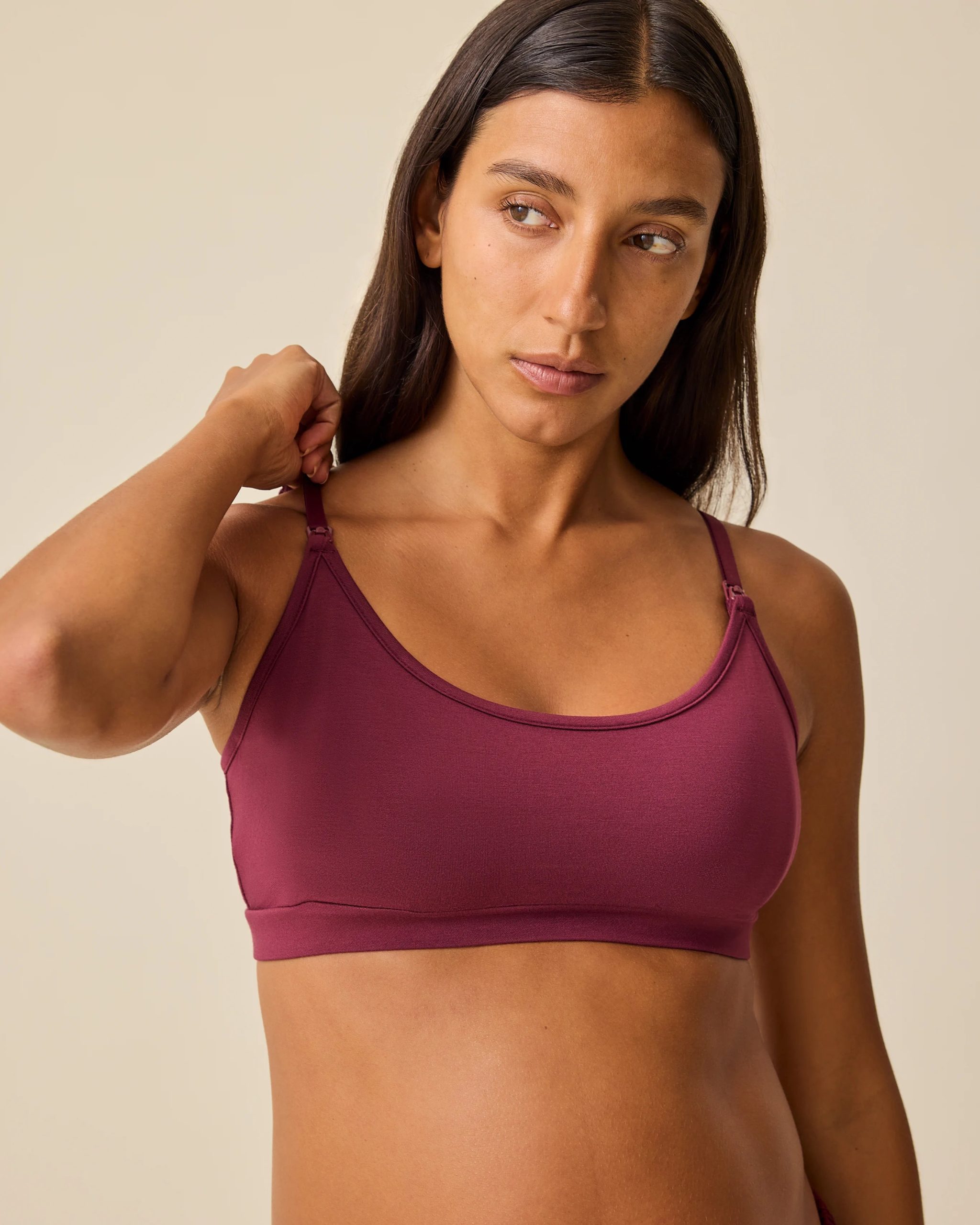 French Terry Maternity & Nursing Bralette | Deep Burgundy - Image 3