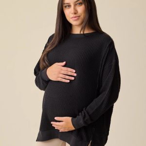 Joelle Thermal Maternity & Nursing Top | Black