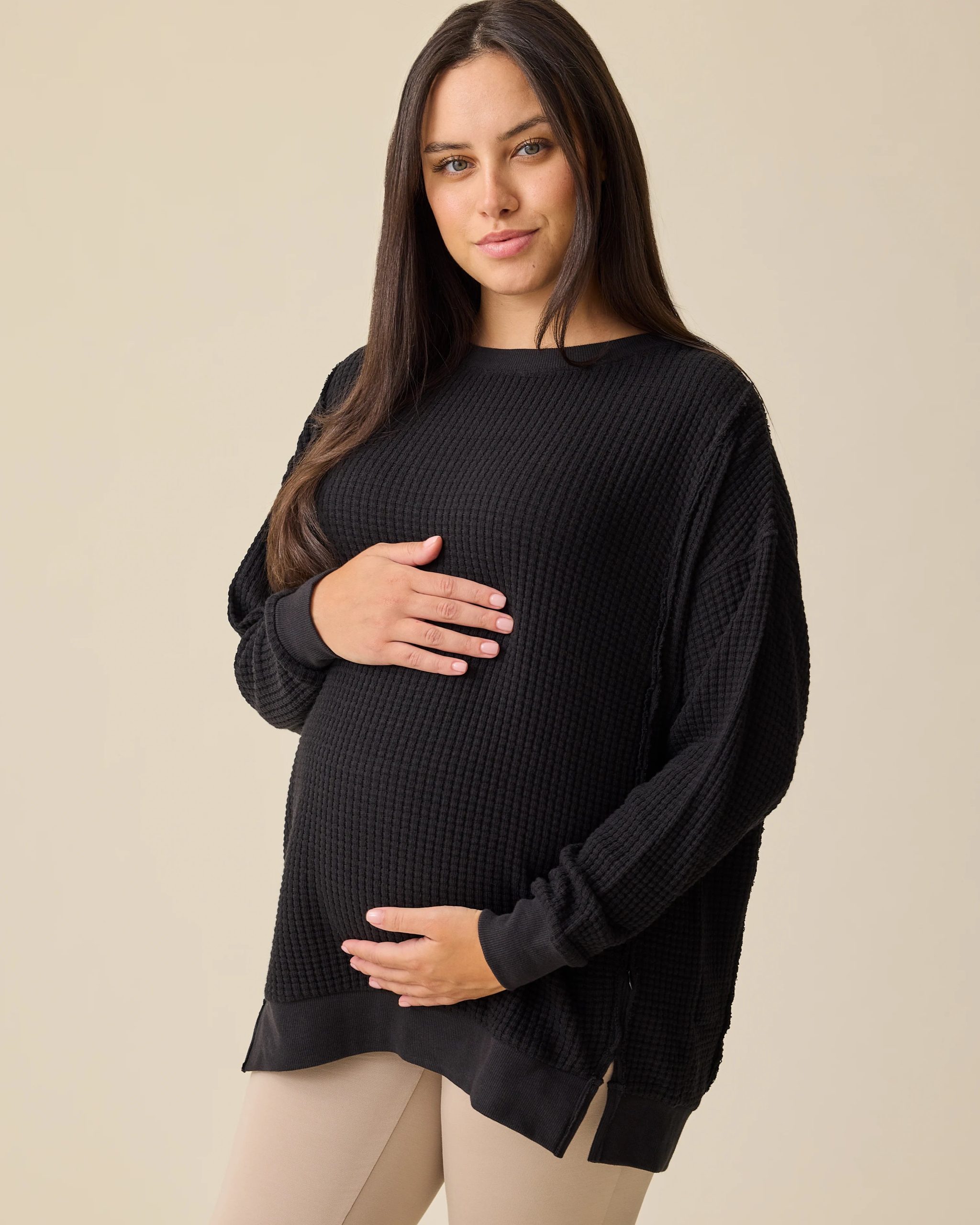 Joelle Thermal Maternity & Nursing Top | Black