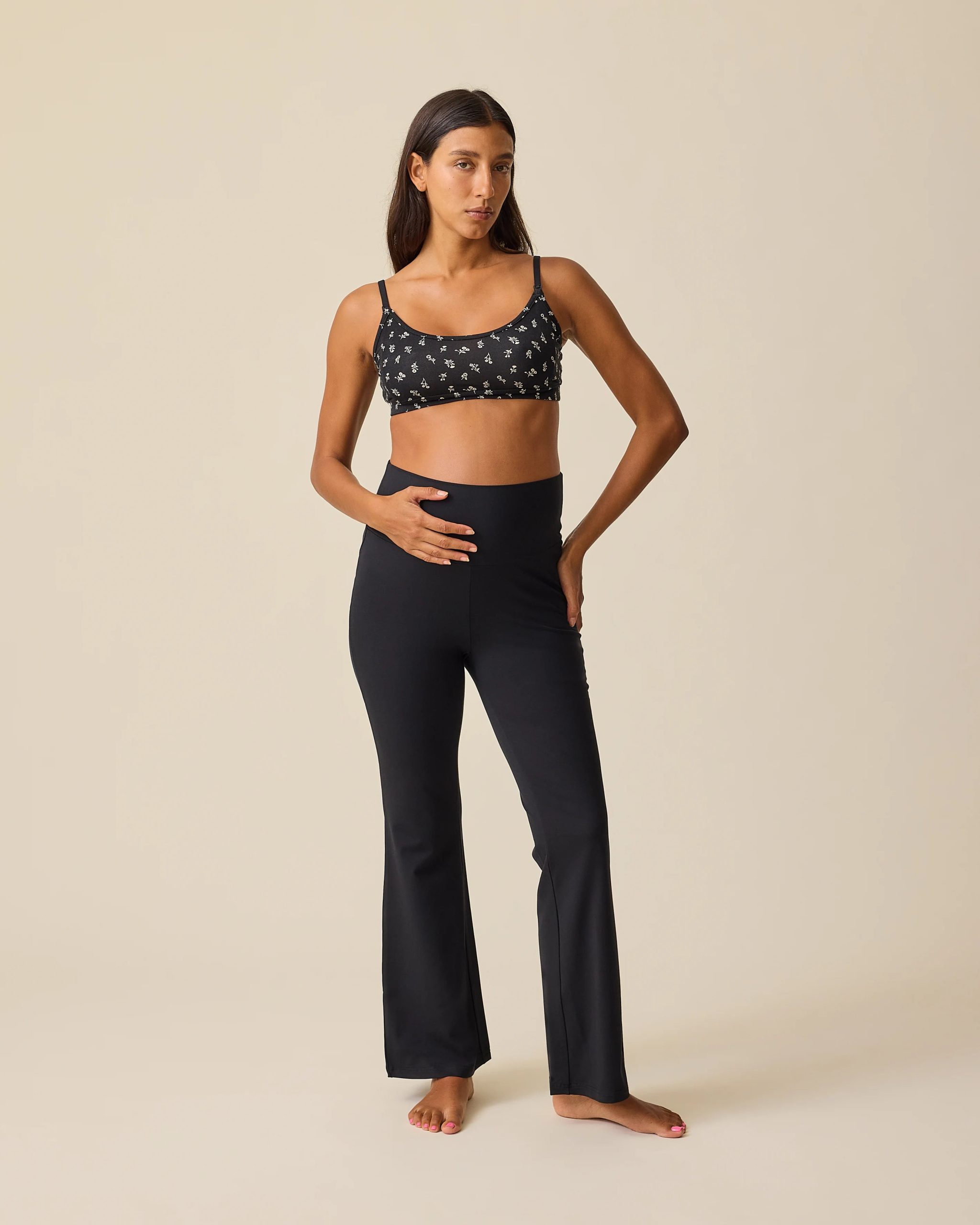 Bamboo Flex Maternity & Postpartum Flare Pant | Black - Image 2