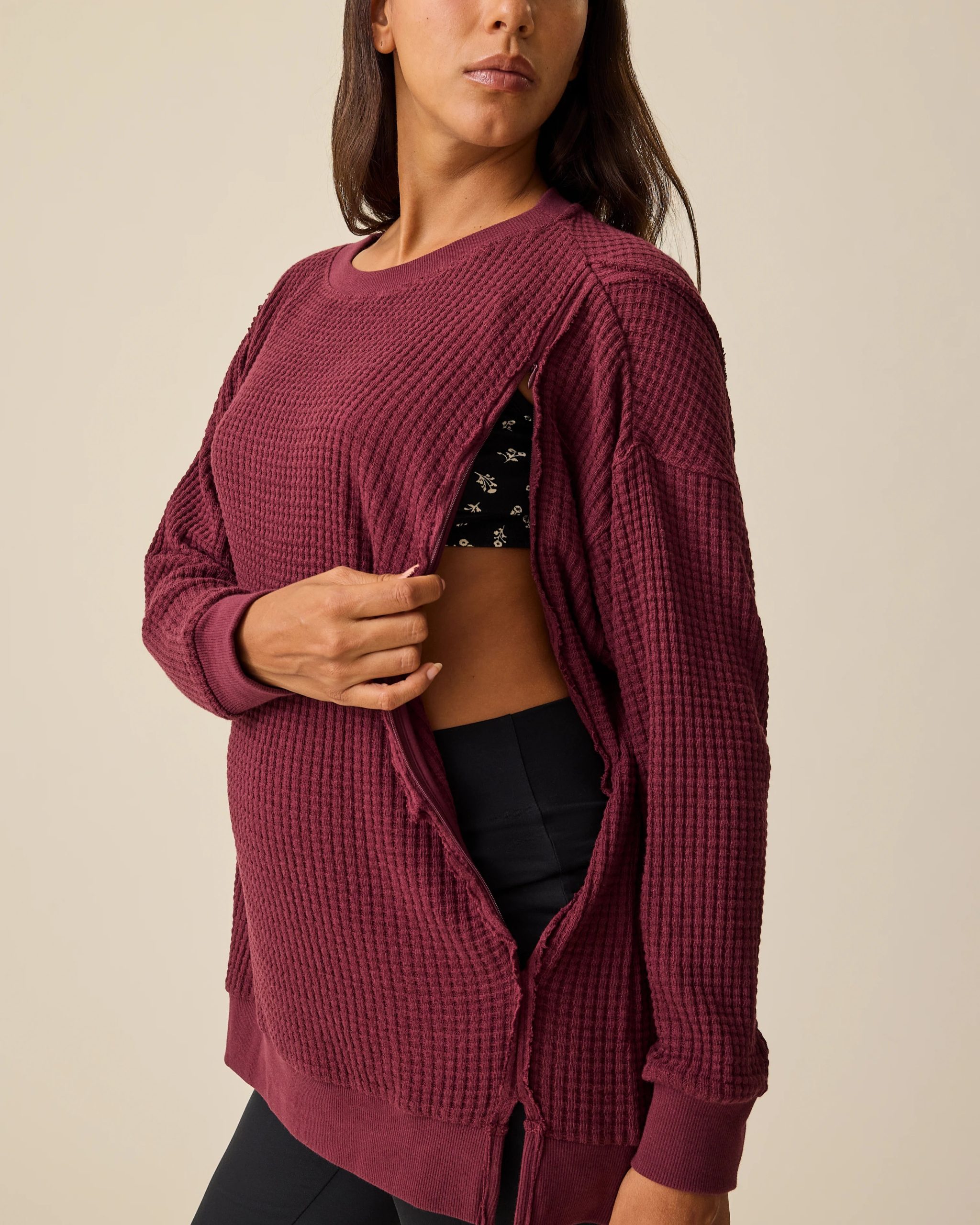 Joelle Thermal Maternity & Nursing Top | Garnet - Image 2