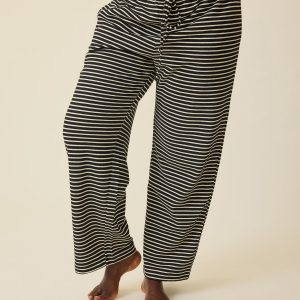 Luxe Terry Maternity & Postpartum Pant | Black & Ivory Stripe