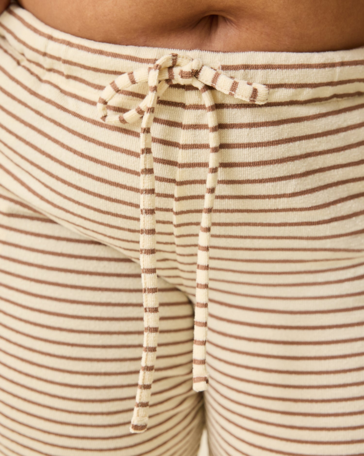 Luxe Terry Maternity & Postpartum Pant | Ivory & Chocolate Stripe - Image 4