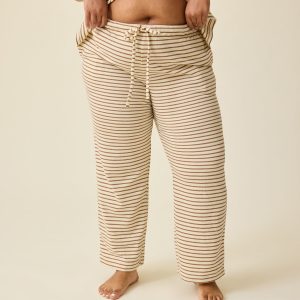 Luxe Terry Maternity & Postpartum Pant | Ivory & Chocolate Stripe