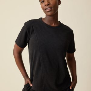 Luxe Terry Maternity & Nursing Split Hem T-shirt | Black
