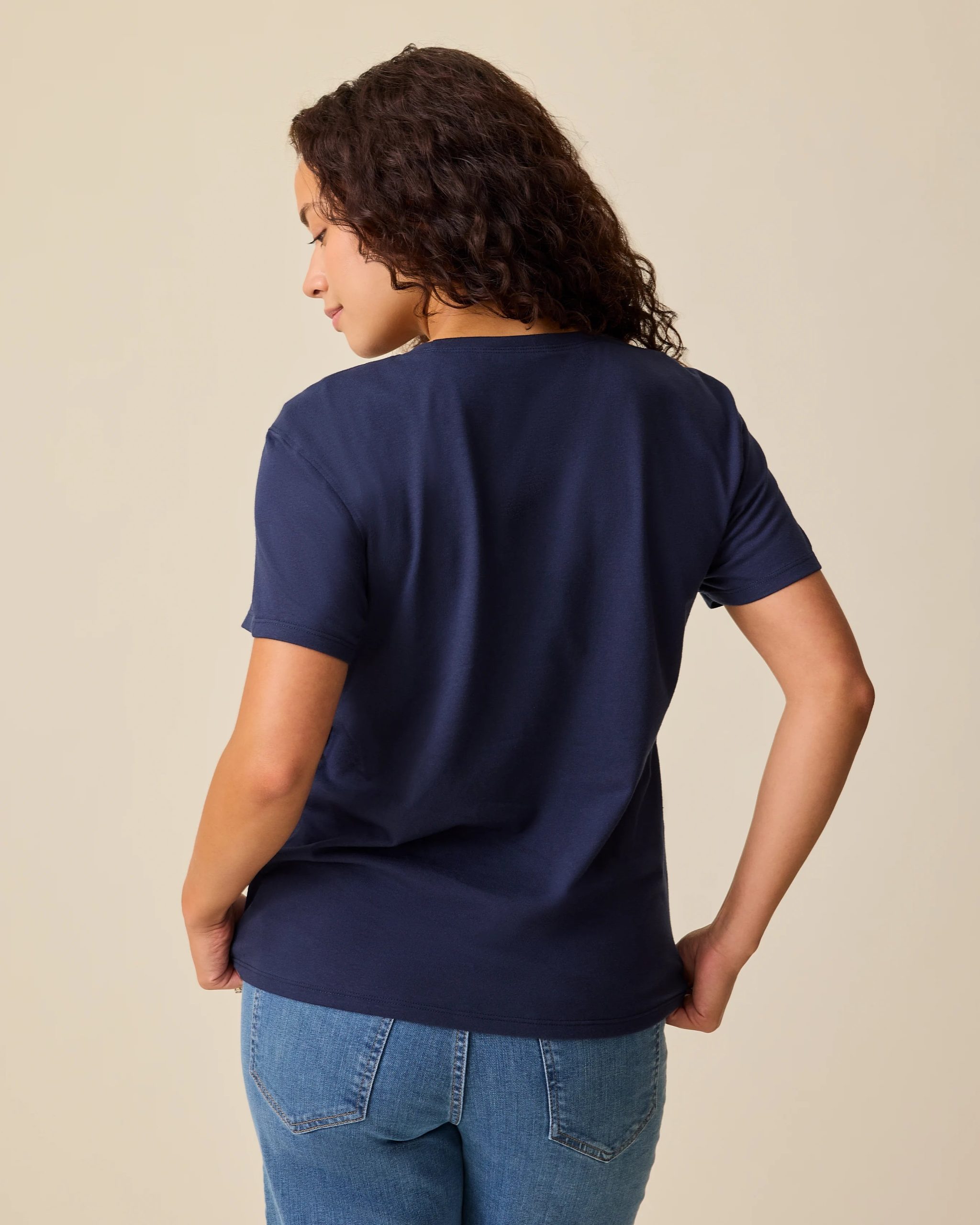 Relaxed Cotton Maternity & Nursing T-shirt | Navy - Image 4