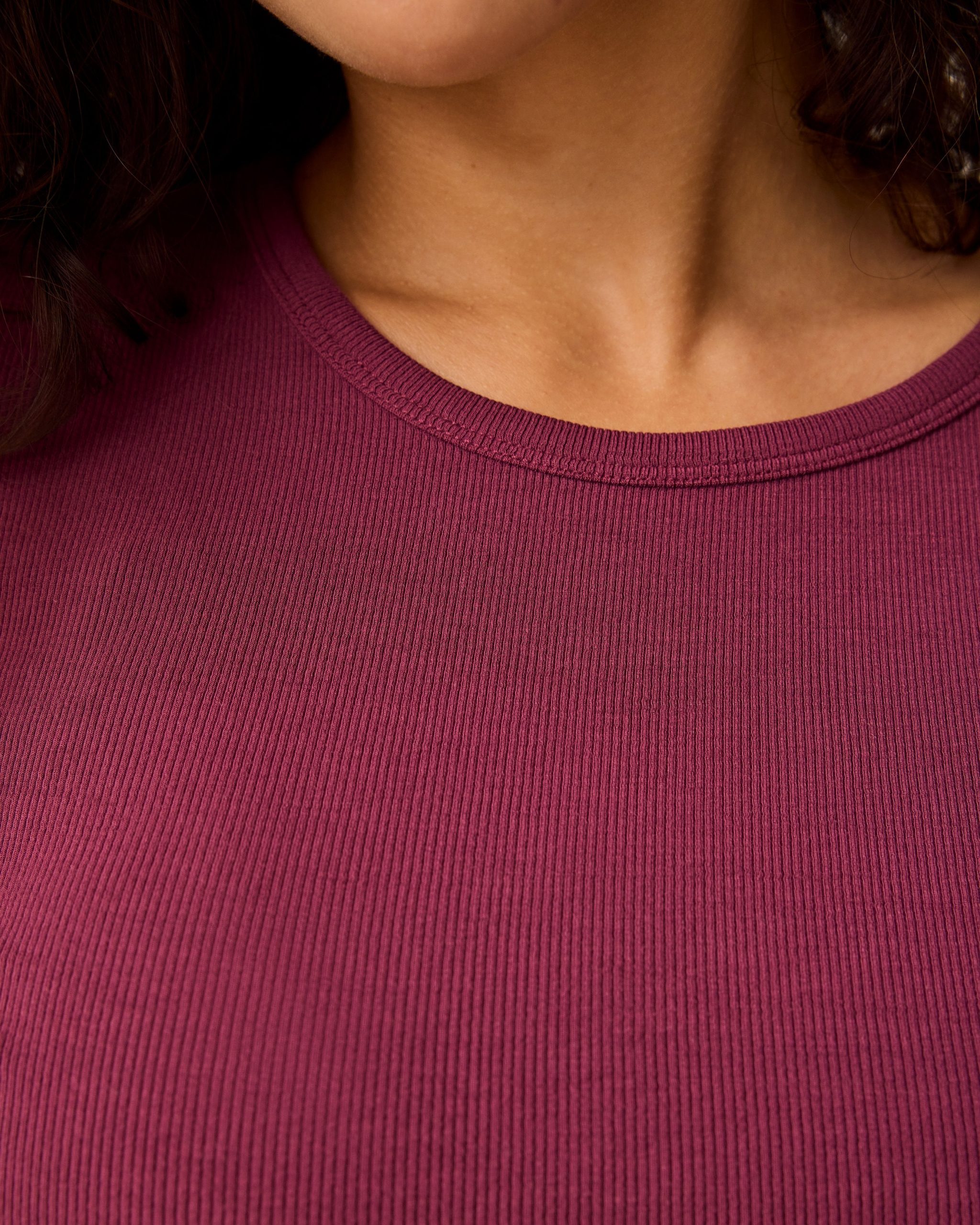 Ribbed Bamboo Long Sleeve Nursing T-shirt | Deep Burgundy - Image 4