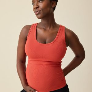 Ribbed Bamboo Scoop Neck Nursing Tank | Spice