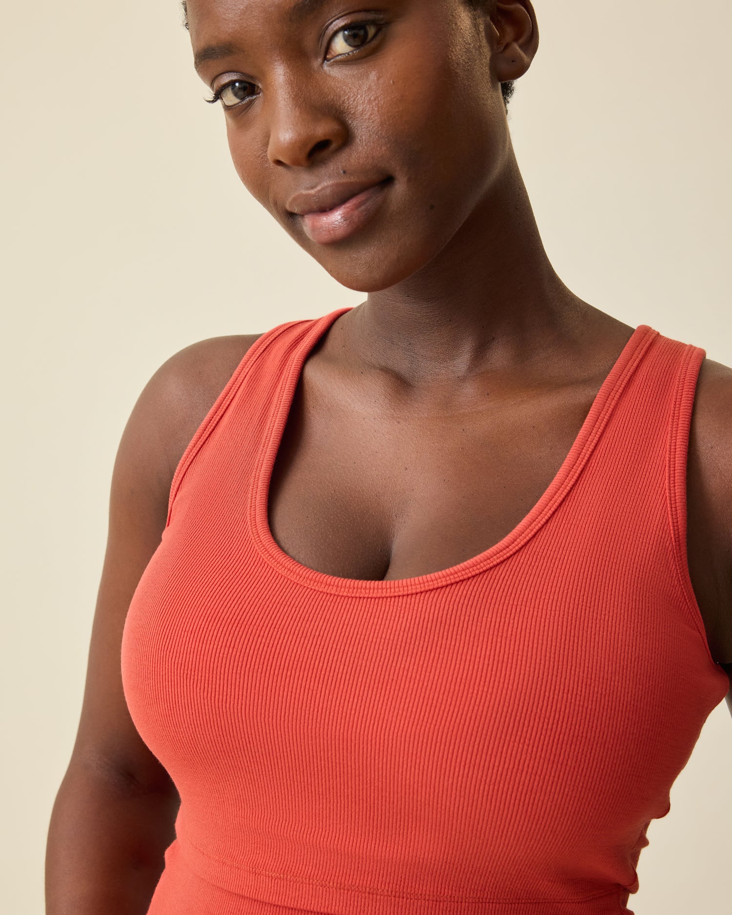 Ribbed Bamboo Scoop Neck Nursing Tank | Spice - Image 3