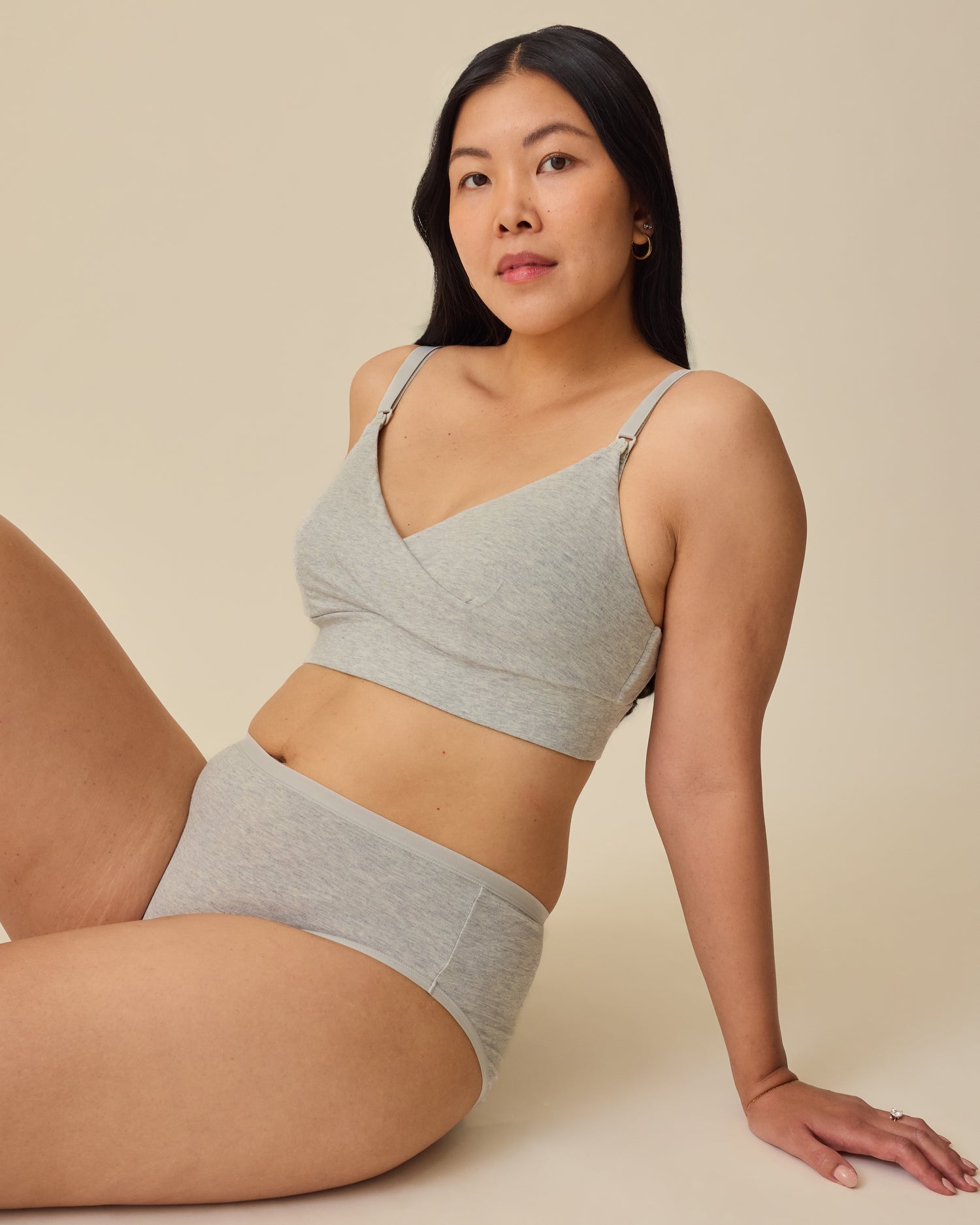 SoftStretch Cotton Maternity & Postpartum Brief | Grey Heather - Image 2