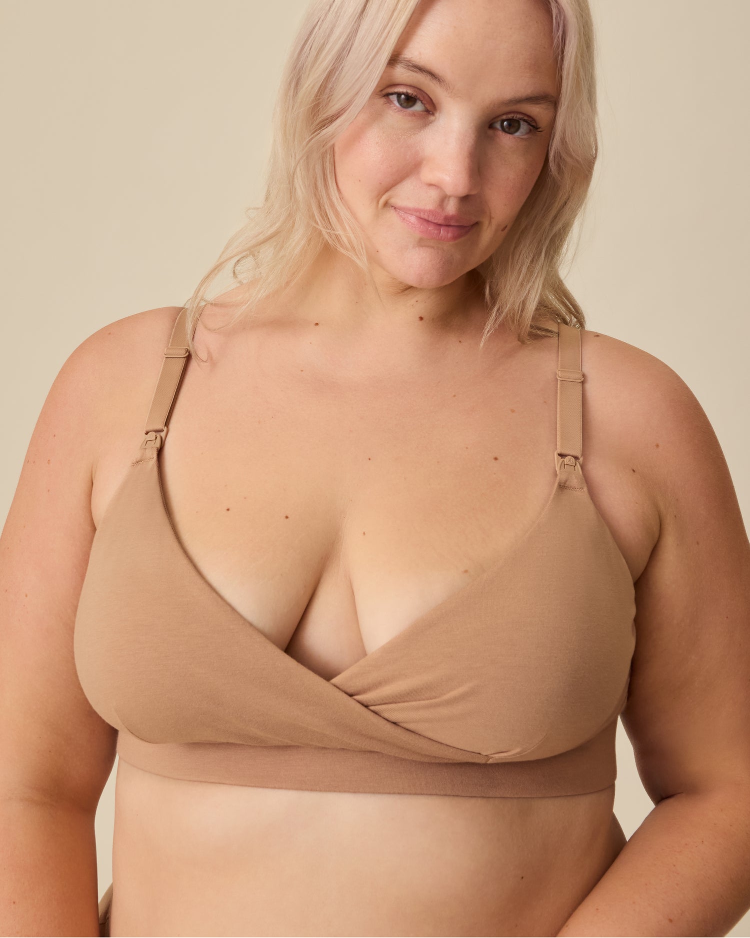 SoftStretch Cotton Nursing Bra | Buff