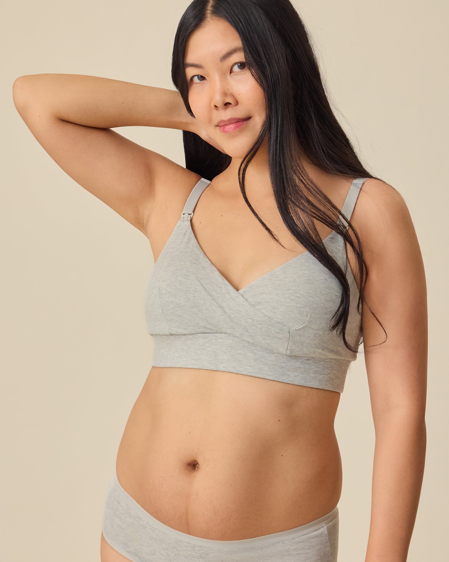 SoftStretch Cotton Nursing Bra | Grey Heather