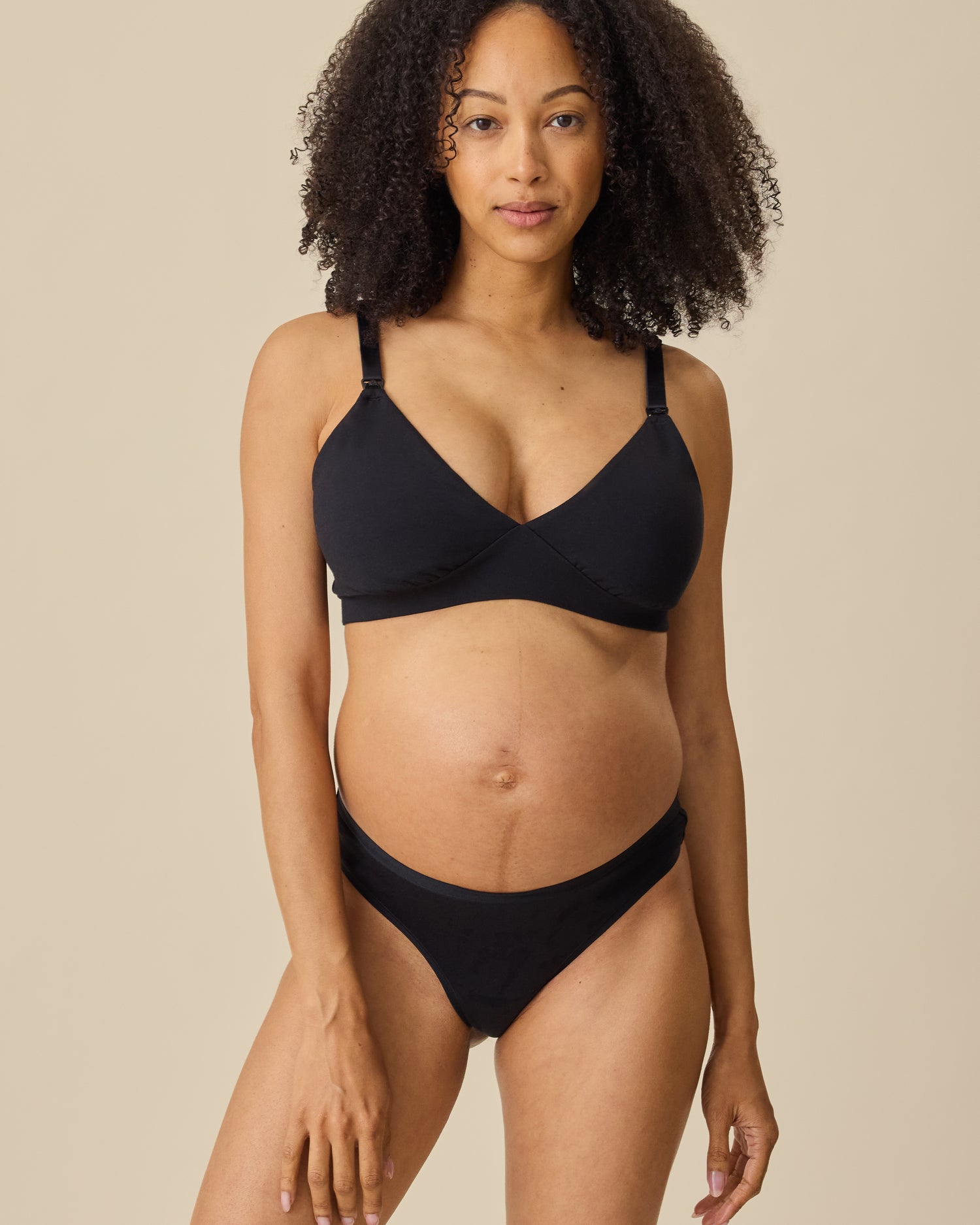 SoftStretch Cotton Maternity & Postpartum Thong | Black - Image 2