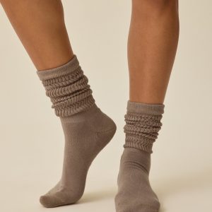 Non-Slip Slouchy Socks | Taupe