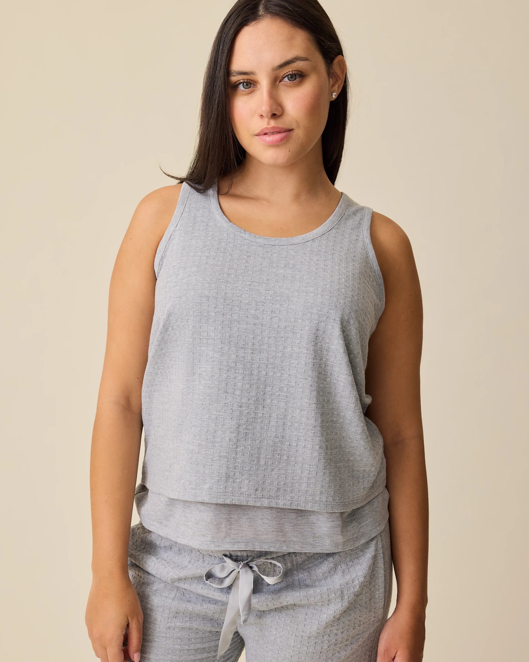 Waffle Maternity & Nursing Three-Piece Lounge Set | Grey Heather - Image 3