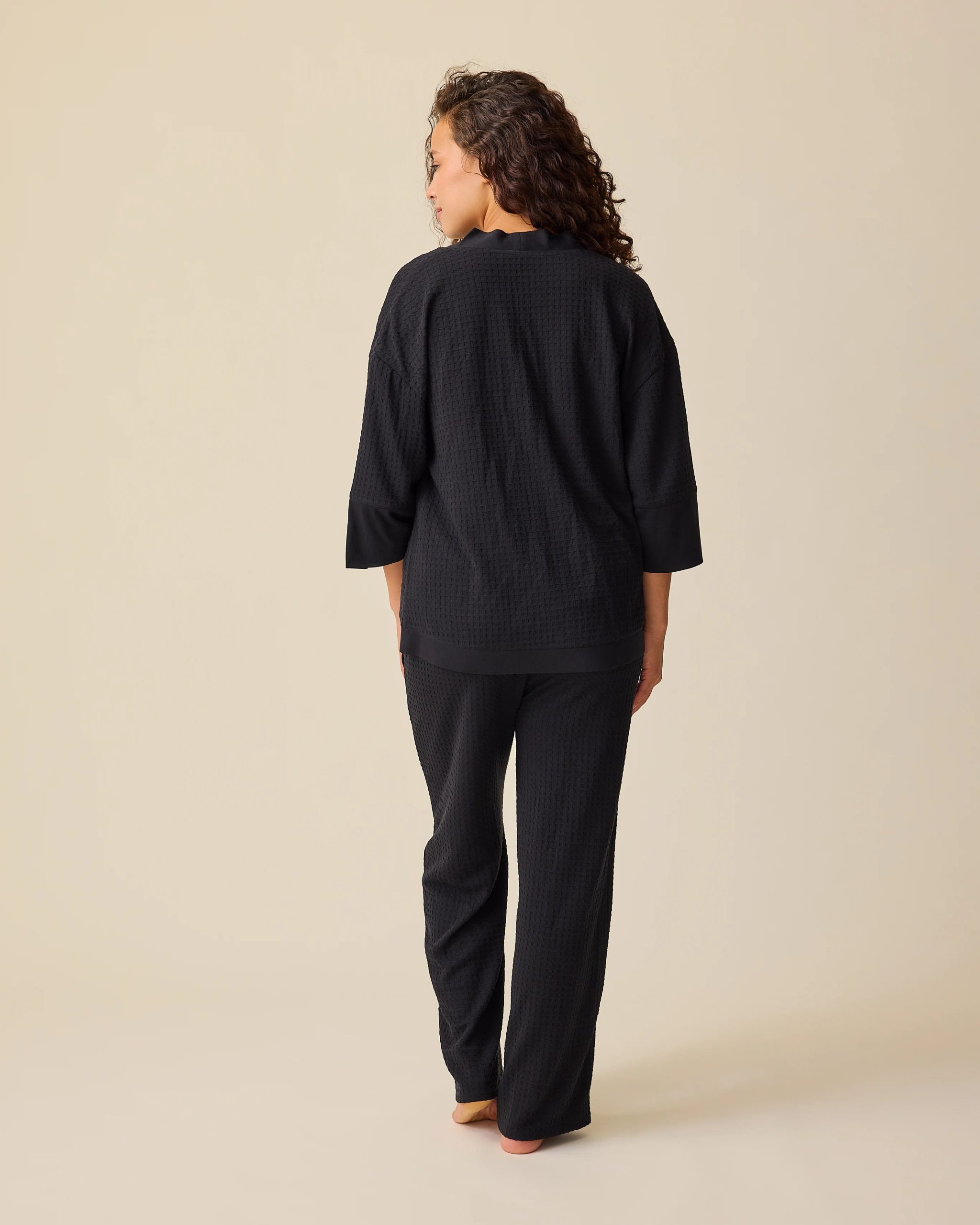 Waffle Maternity & Nursing Three-Piece Lounge Set | Black - Image 6
