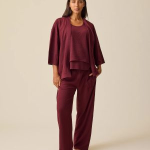 Waffle Maternity & Nursing Three-Piece Lounge Set | Garnet