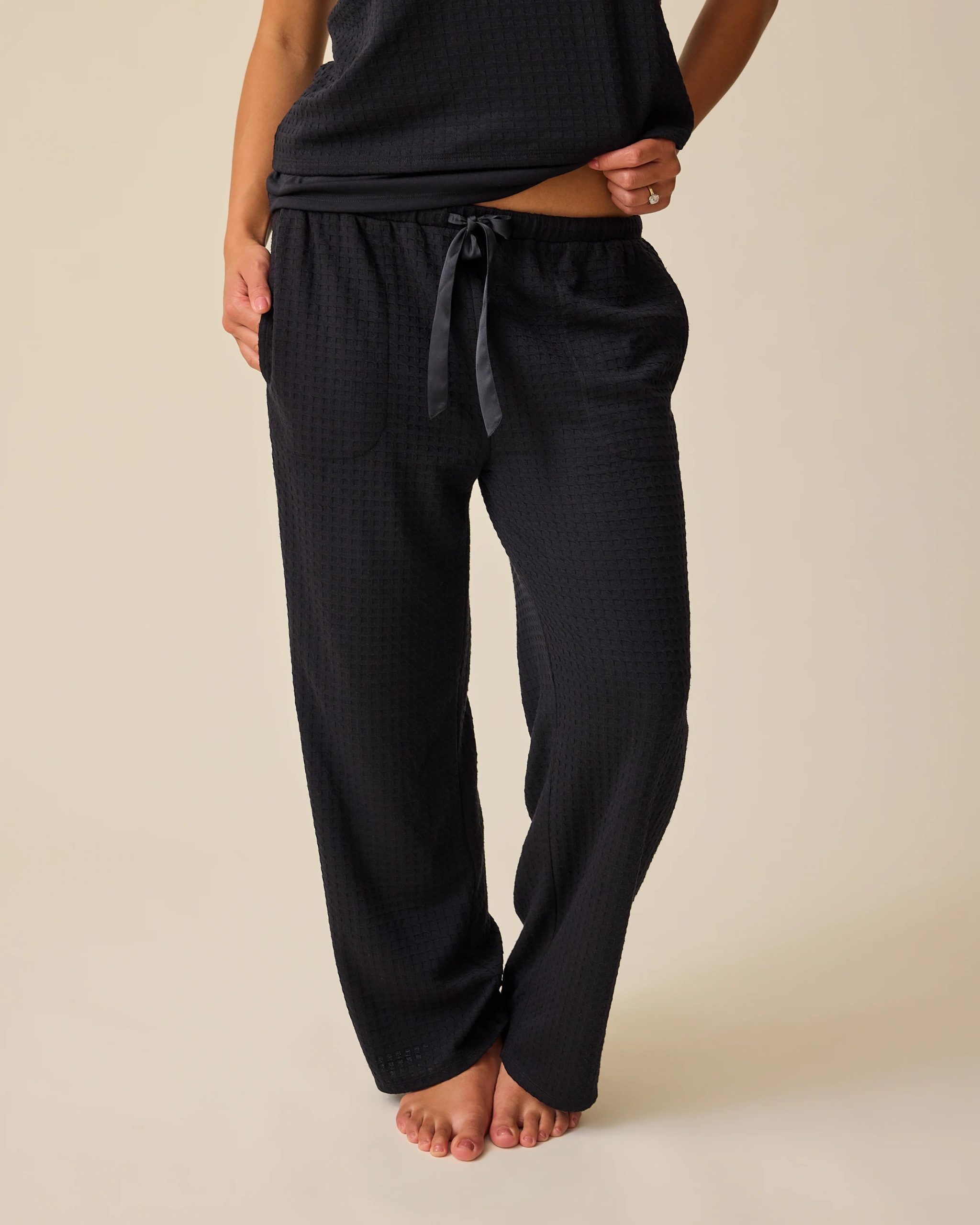 Waffle Maternity & Nursing Three-Piece Lounge Set | Black - Image 5